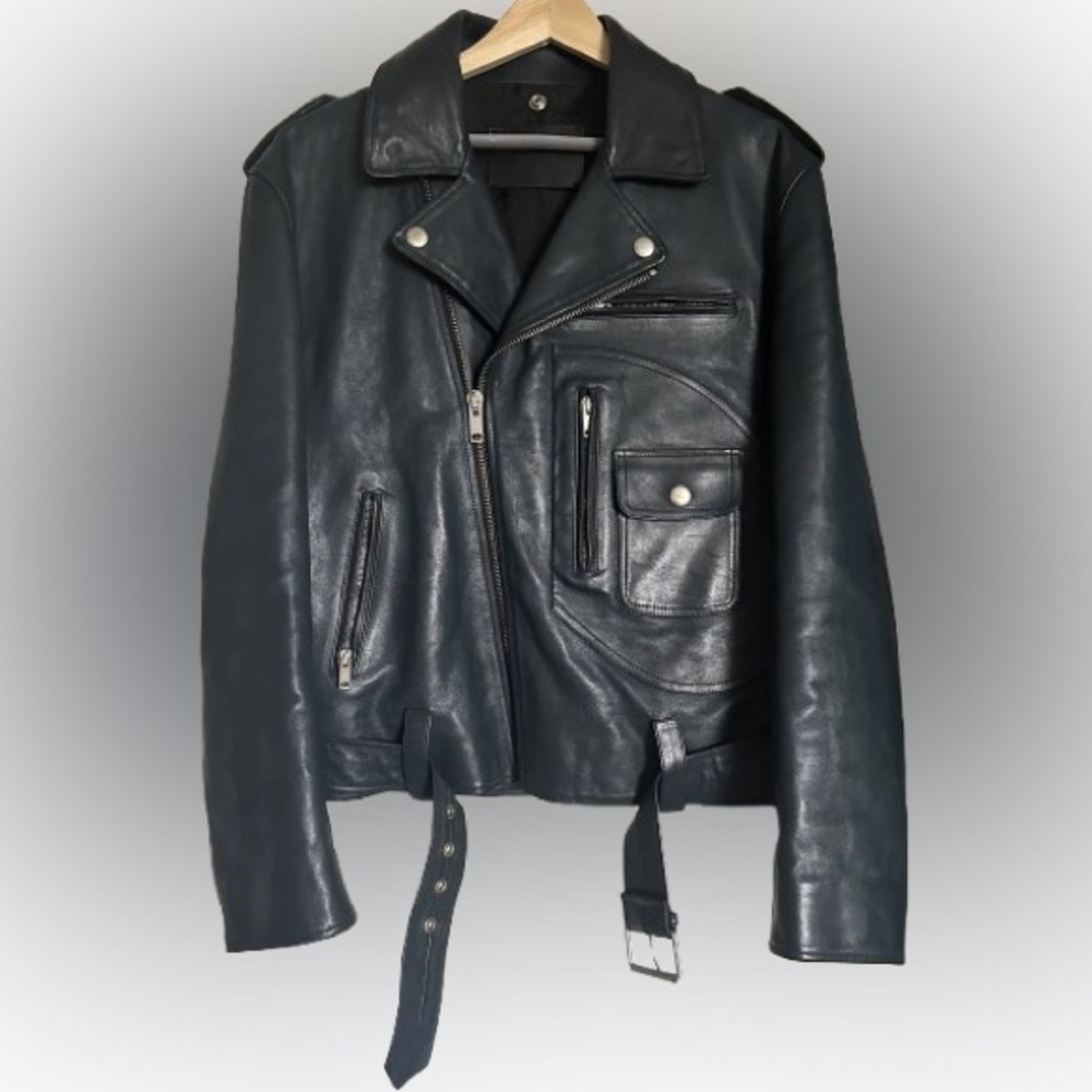 Givenchy Blue Leather Moto Jacket
